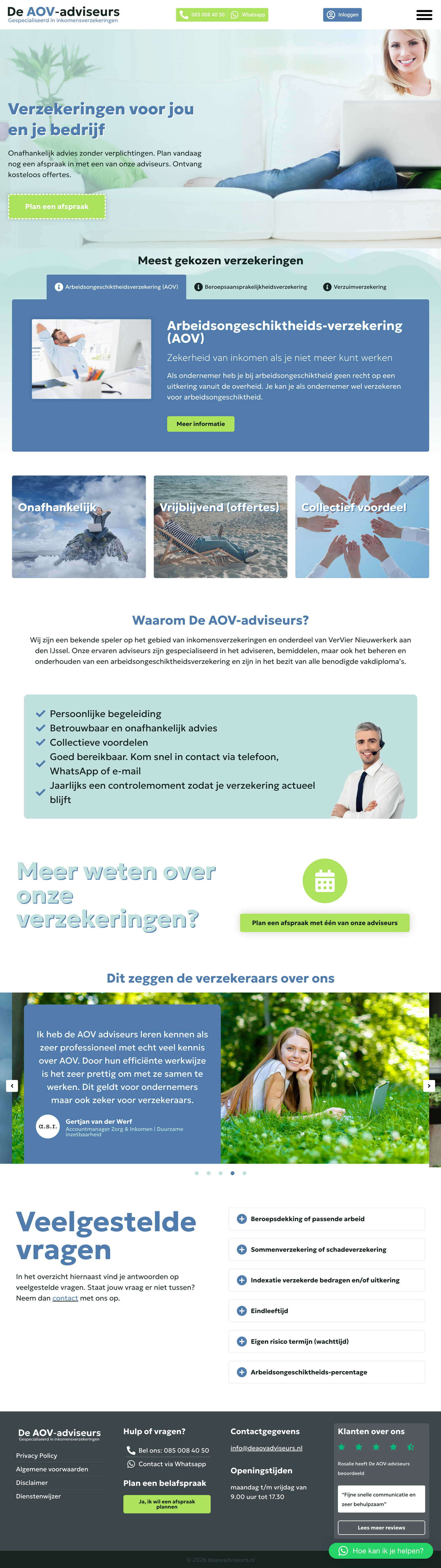 WordPress website voor De AOV-adviseurs