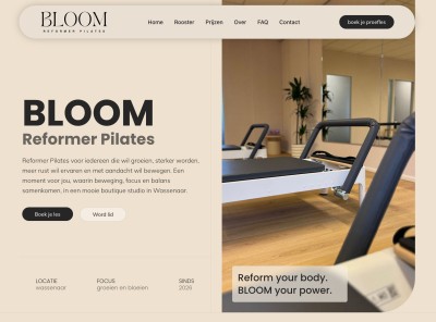 Website in Wassenaar voor Bloom Reformer Pilates