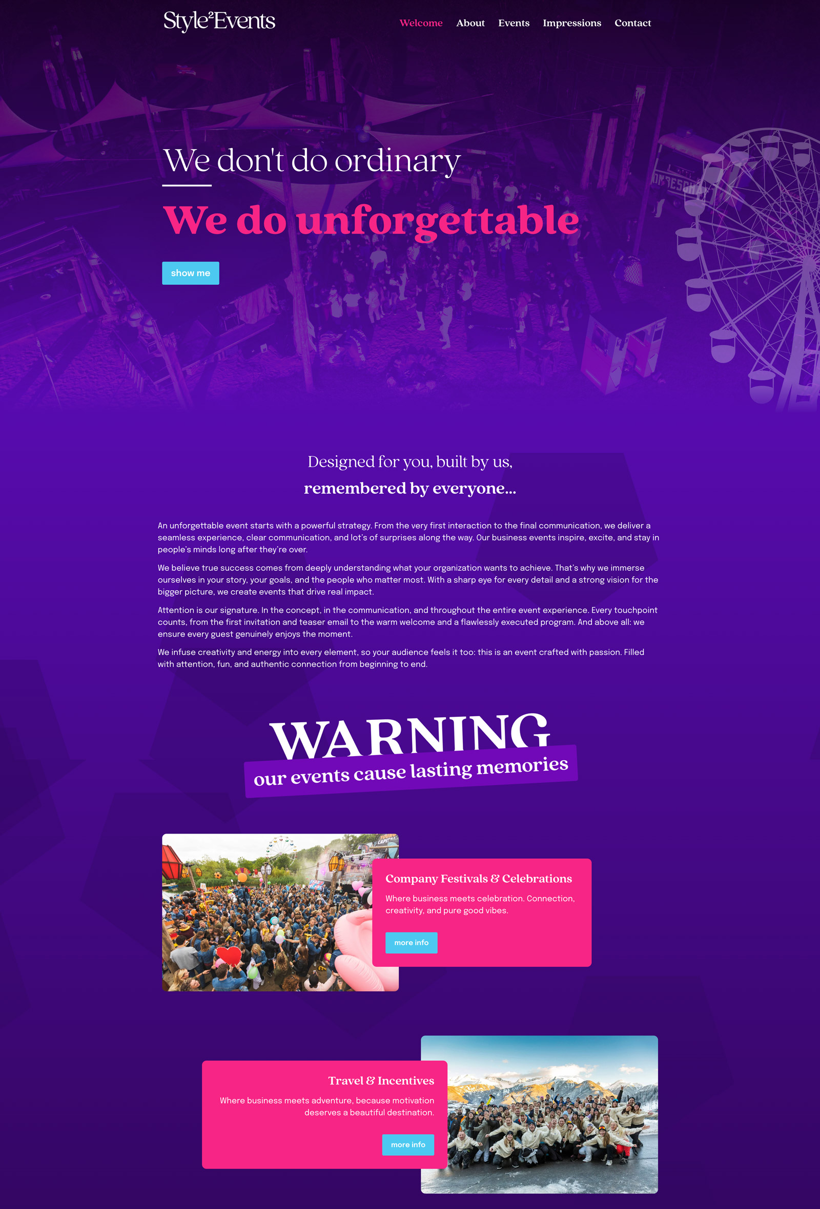 Maatwerk WordPress website voor Style2Events